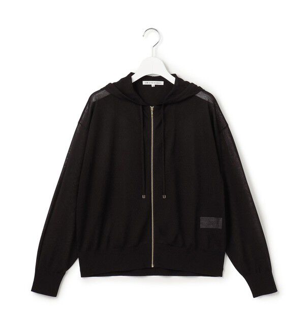 23区「シャイニーシアーニット ジップアップ パーカー」|パーカー|