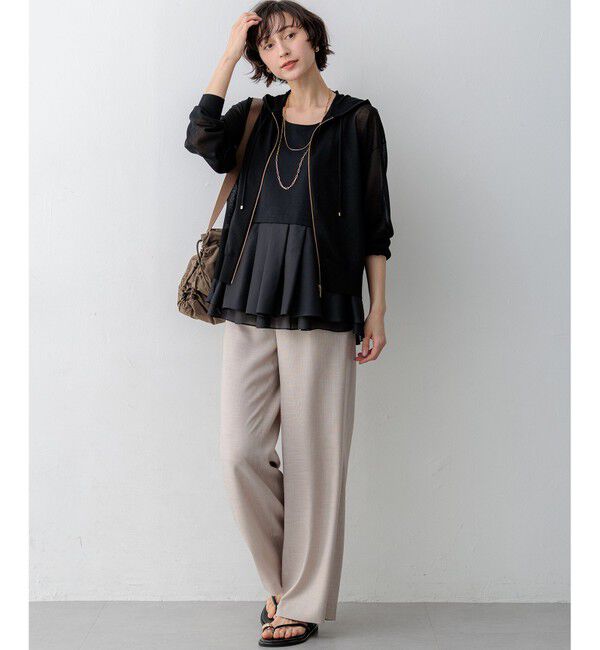 23区「シャイニーシアーニット ジップアップ パーカー」|パーカー|