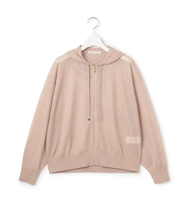 23区「シャイニーシアーニット ジップアップ パーカー」|パーカー|