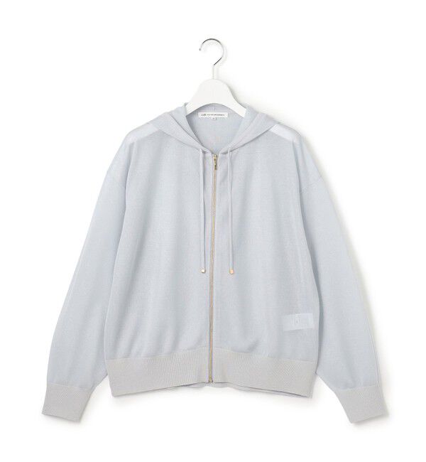 23区「シャイニーシアーニット ジップアップ パーカー」|パーカー|