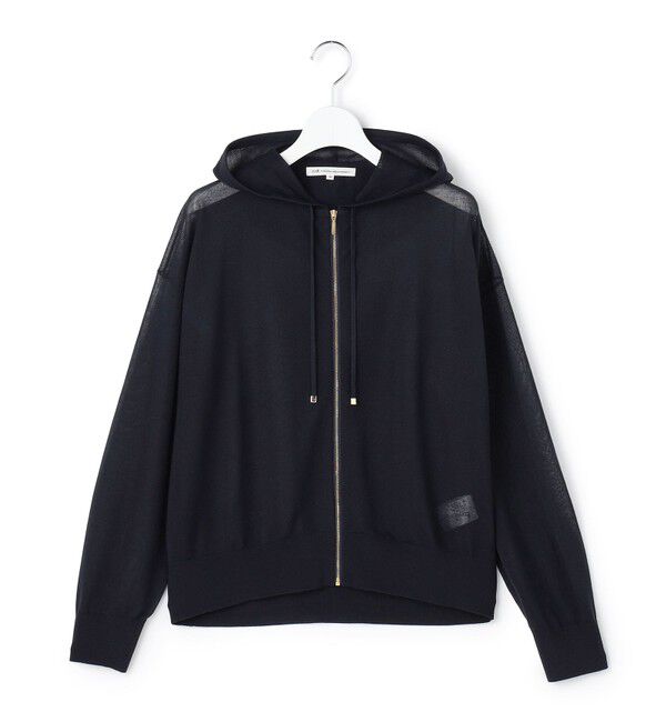 23区「シャイニーシアーニット ジップアップ パーカー」|パーカー|