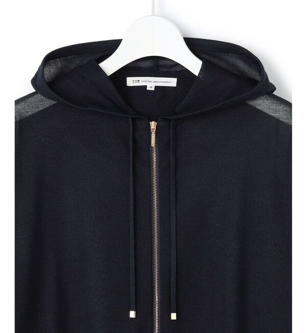 23区「シャイニーシアーニット ジップアップ パーカー」|パーカー|