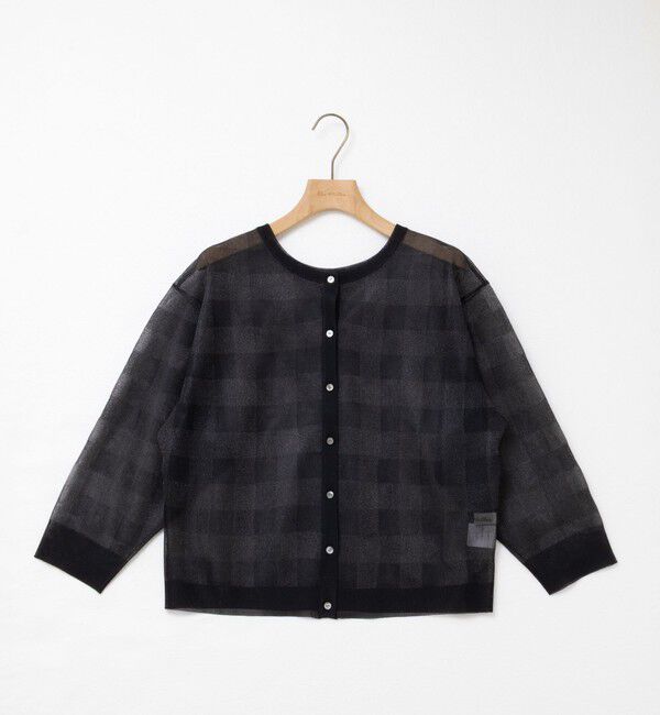 Rie Miller「《手洗い可能》シアーブロックチェック2WAYクルーネックカーディガン」|カーディガン|