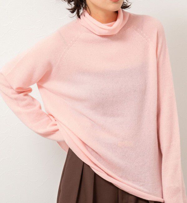 Rie Miller「【WEB&一部店舗限定】PUREカシミヤタートルネックニット」|ニット・セーター|ベビーピンク