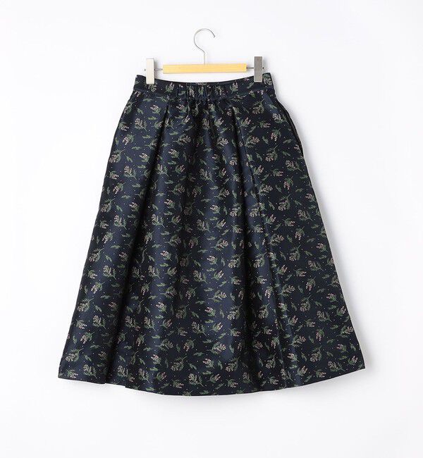 NOLLEY'S「ウォッシャブル花柄ジャガードタックスカート」|フレア|