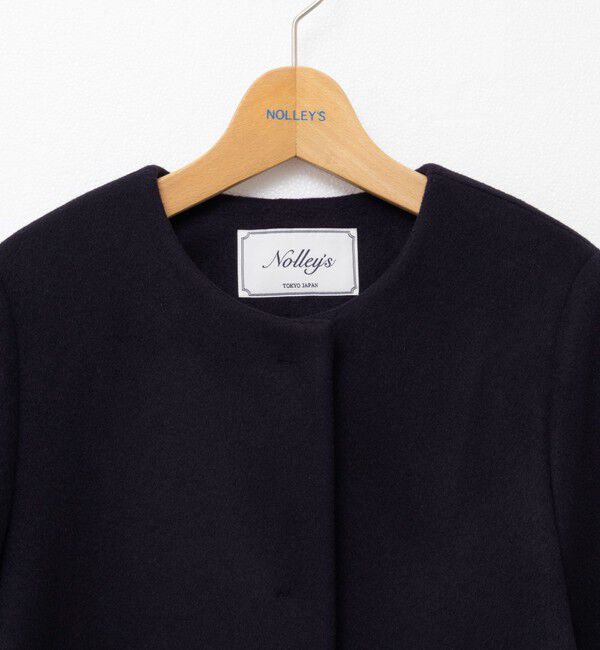 NOLLEY'S「ブローチ付きAラインノーカラーコート」|ノーカラーコート|