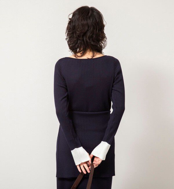 NOLLEY'S sophi「《手洗い可能》ウール混ワイドリブ袖口配色ロングワンピース」|ワンピース|