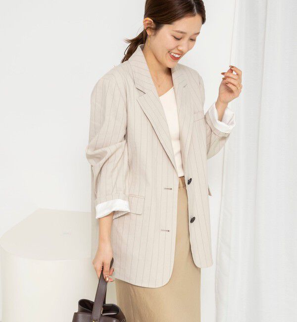 NOLLEY'S「【WEB＆一部店舗限定色アイテム】ウォッシャブルストライプオーバージャケット」|テーラードジャケット|