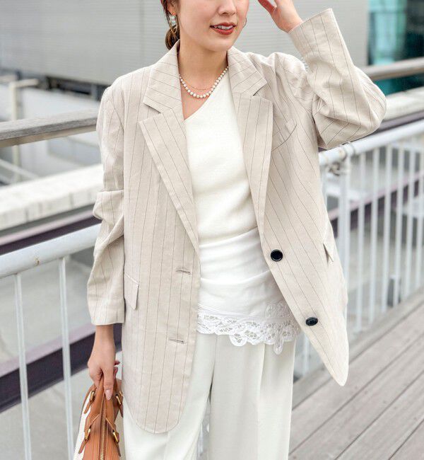 NOLLEY'S「【WEB＆一部店舗限定色アイテム】ウォッシャブルストライプオーバージャケット」|テーラードジャケット|