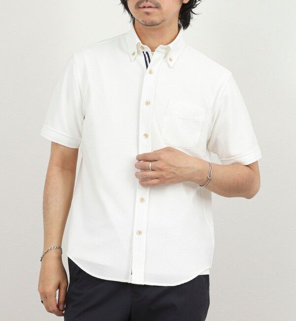 NOLLEY'S goodman「《ビジカジ対応》トリコットサッカーテープBD SS 半袖ボタンダウンシャツ 26SS」|シャツ・ブラウス|