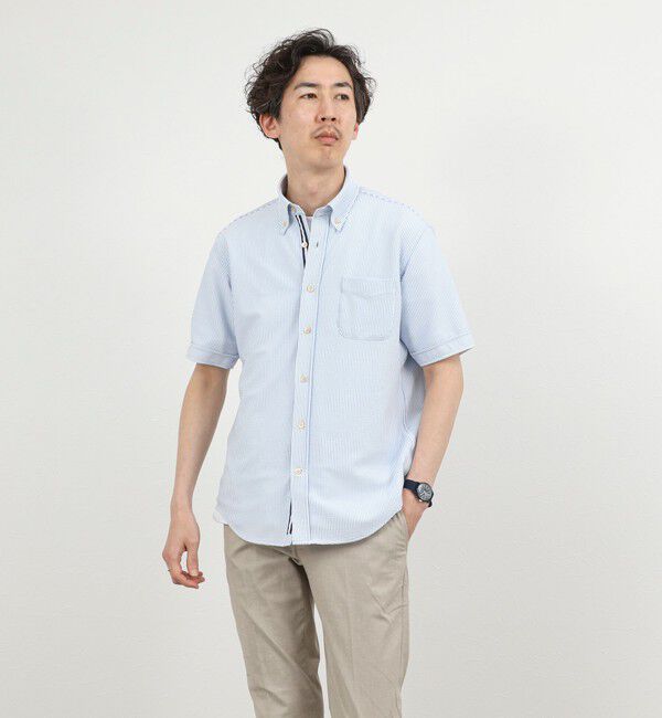 NOLLEY'S goodman「《ビジカジ対応》トリコットサッカーテープBD SS 半袖ボタンダウンシャツ 26SS」|シャツ・ブラウス|