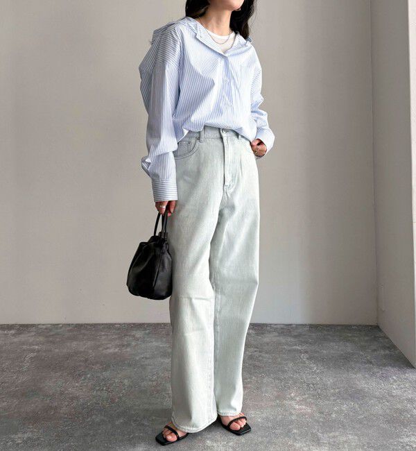 fredy emue「ストライプフーディーシャツ」|シャツ・ブラウス|