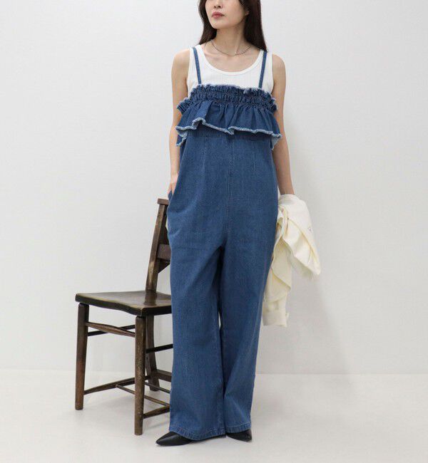 fredy emue「フリルデニムサロペット」|オールインワン|