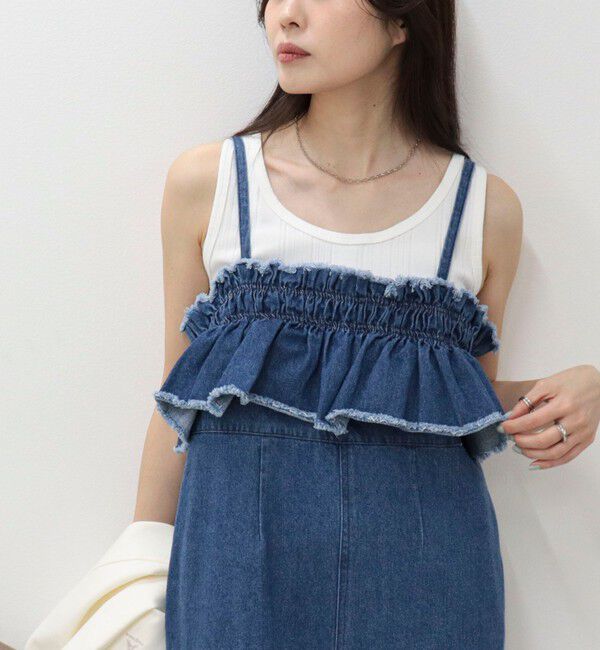 fredy emue「フリルデニムサロペット」|オールインワン|