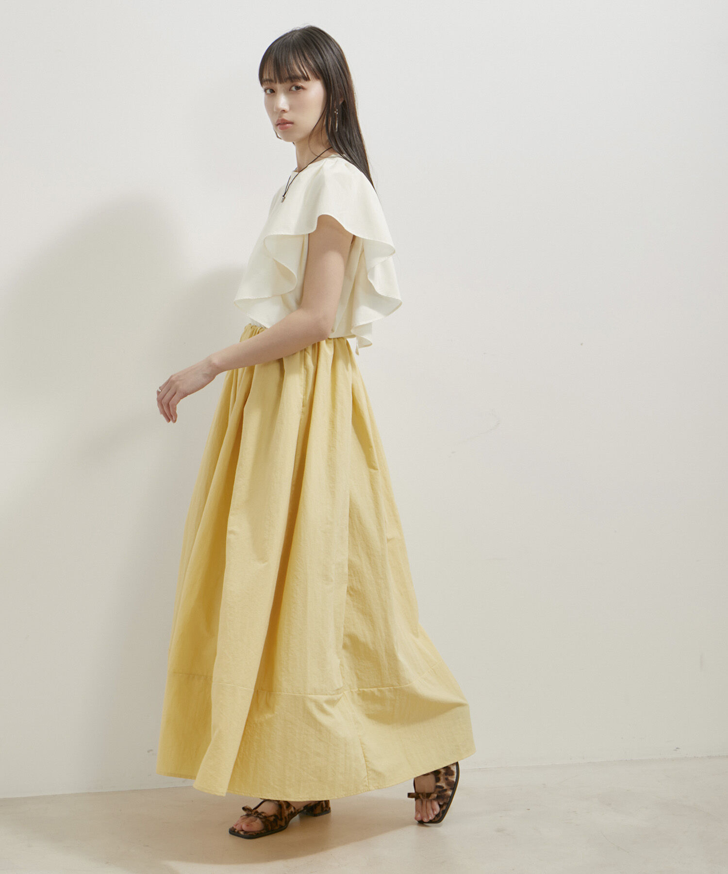 VIS「【WEB/一部店舗限定】裾切り替えギャザースカート」|スカート|