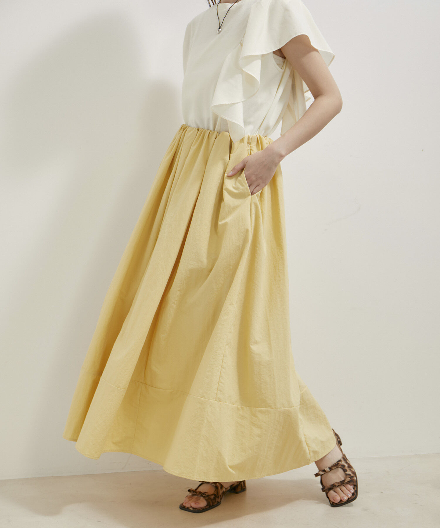 VIS「【WEB/一部店舗限定】裾切り替えギャザースカート」|スカート|