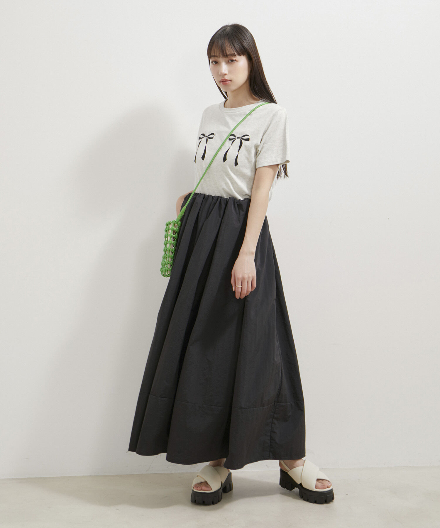 VIS「【WEB/一部店舗限定】裾切り替えギャザースカート」|スカート|