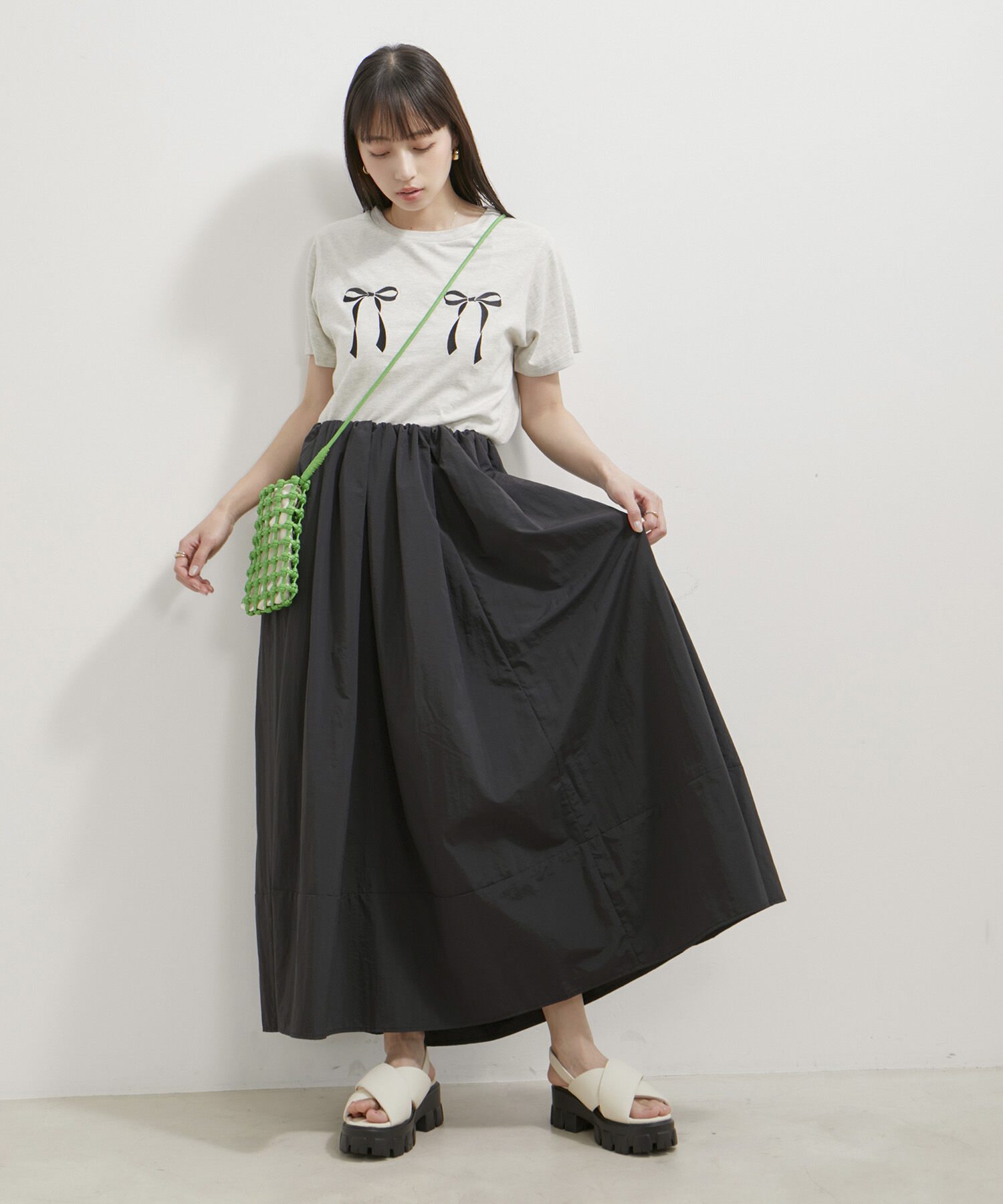 VIS「【WEB/一部店舗限定】裾切り替えギャザースカート」|スカート|