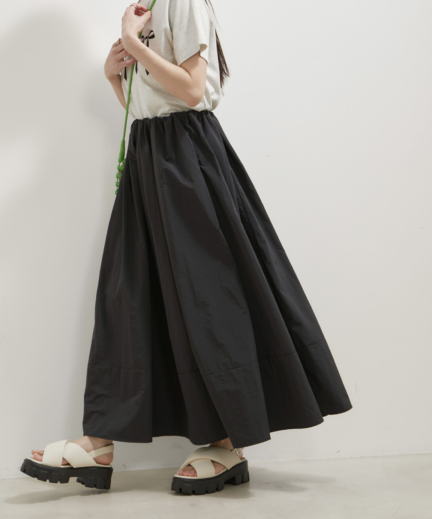 VIS「【WEB/一部店舗限定】裾切り替えギャザースカート」|スカート|