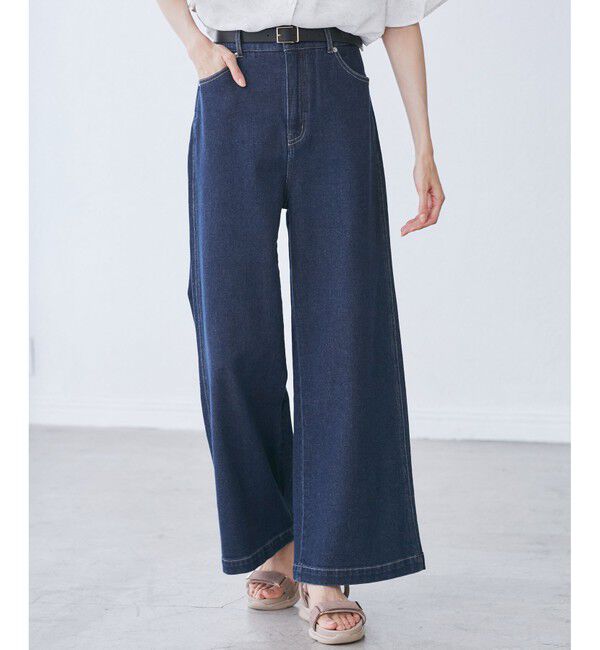 Rope&rsquo;Picnic「【ウエスト革命デニム】ウエストシェイプデニムワイドパンツ」|デニム|