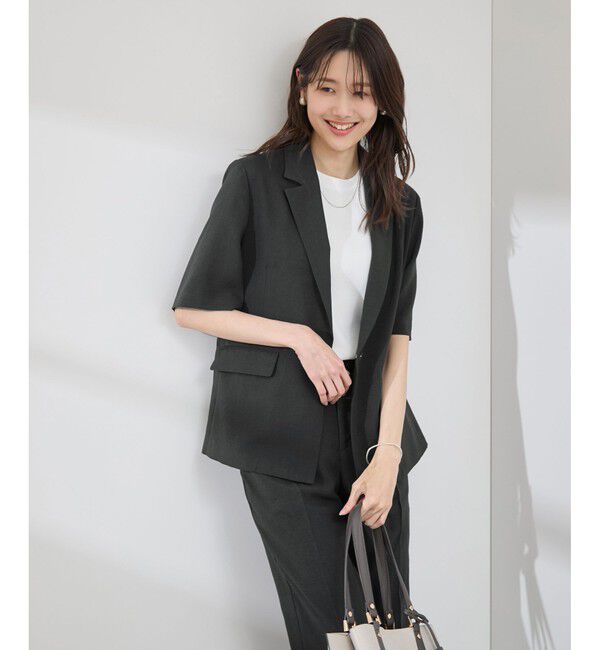 Rope&rsquo;Picnic「【接触冷感・吸水速乾・防シワ】エフォートレスリラックスハーフスリーブジャケット」|テーラードジャケット|