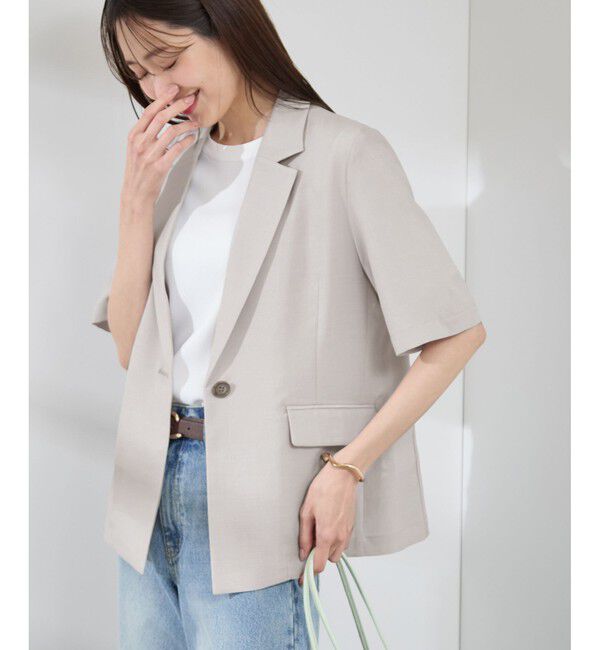 Rope&rsquo;Picnic「【接触冷感・吸水速乾・防シワ】エフォートレスリラックスハーフスリーブジャケット」|テーラードジャケット|