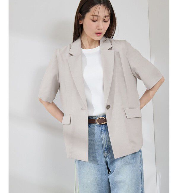 Rope&rsquo;Picnic「【接触冷感・吸水速乾・防シワ】エフォートレスリラックスハーフスリーブジャケット」|テーラードジャケット|