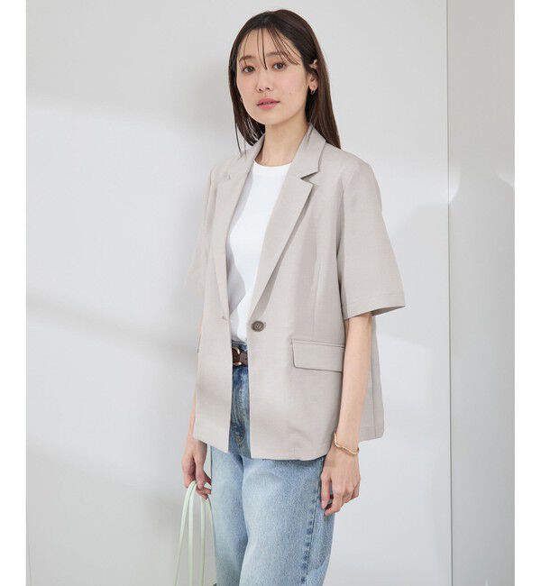 Rope&rsquo;Picnic「【接触冷感・吸水速乾・防シワ】エフォートレスリラックスハーフスリーブジャケット」|テーラードジャケット|