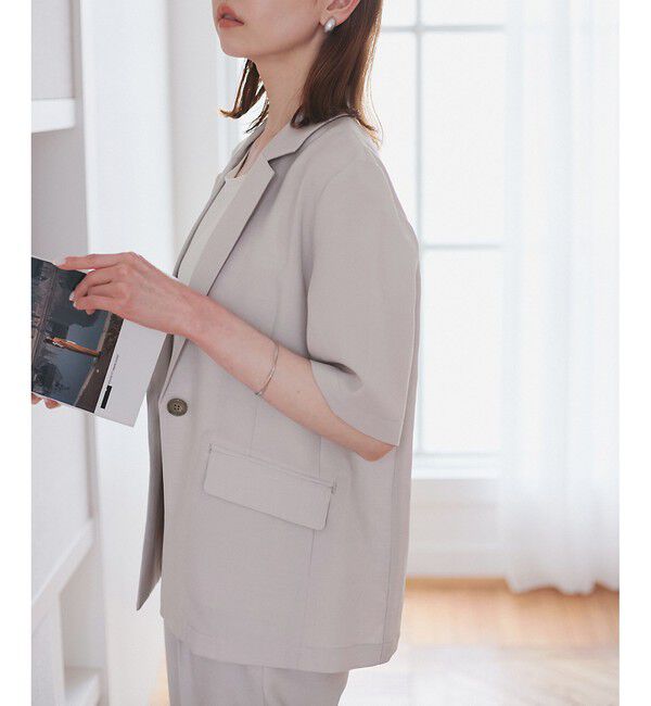 Rope&rsquo;Picnic「【接触冷感・吸水速乾・防シワ】エフォートレスリラックスハーフスリーブジャケット」|テーラードジャケット|