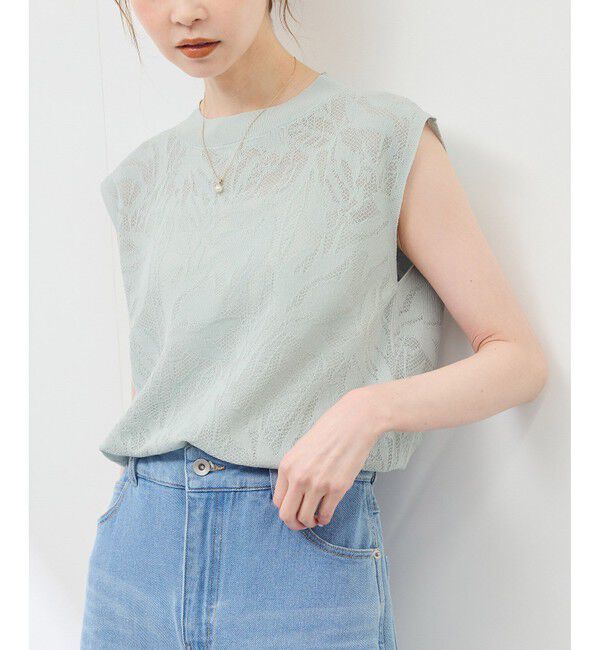 Rope&rsquo;Picnic「レーシーフレンチサマーニット」|ニット・セーター|グリーンサブ(35)