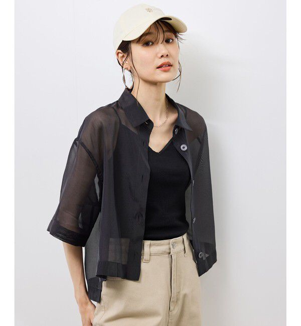 Rope&rsquo;Picnic「【接触冷感】ハーフスリーブシアーシャツ」|シャツ・ブラウス|