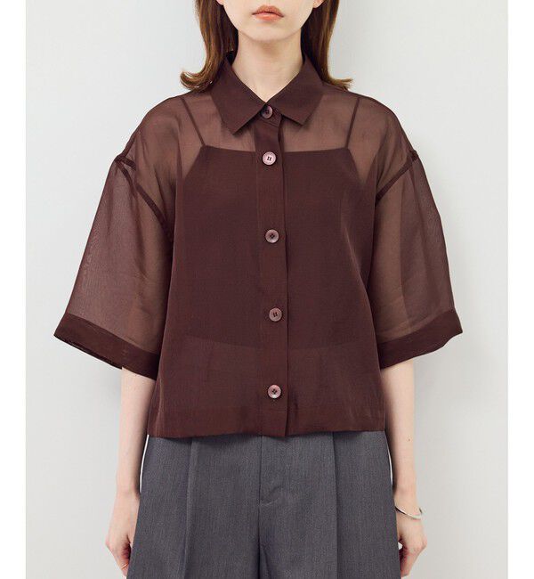 Rope&rsquo;Picnic「【接触冷感】ハーフスリーブシアーシャツ」|シャツ・ブラウス|
