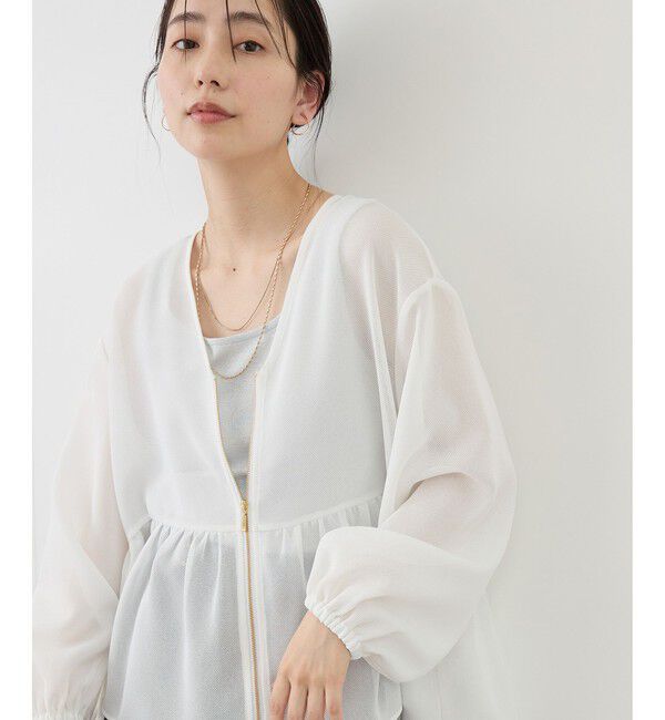 Rope&rsquo;Picnic「メッシュペプラムブルゾン」|ブルゾン・スタジャン|ホワイト(10)