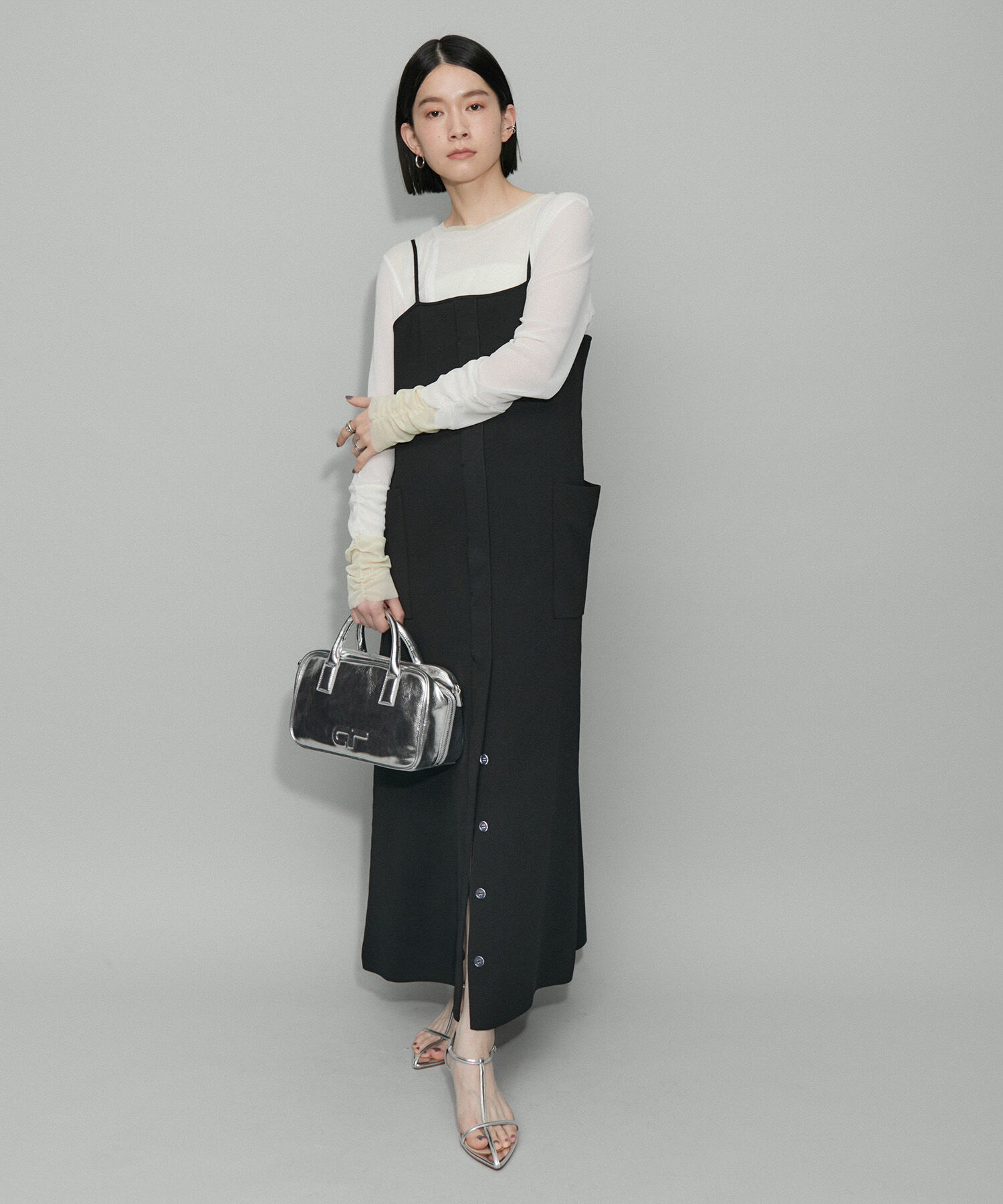 ADAM ET ROPE'「【WEB限定・サステナブル】ニットキャミスリットワンピース」|ワンピース|