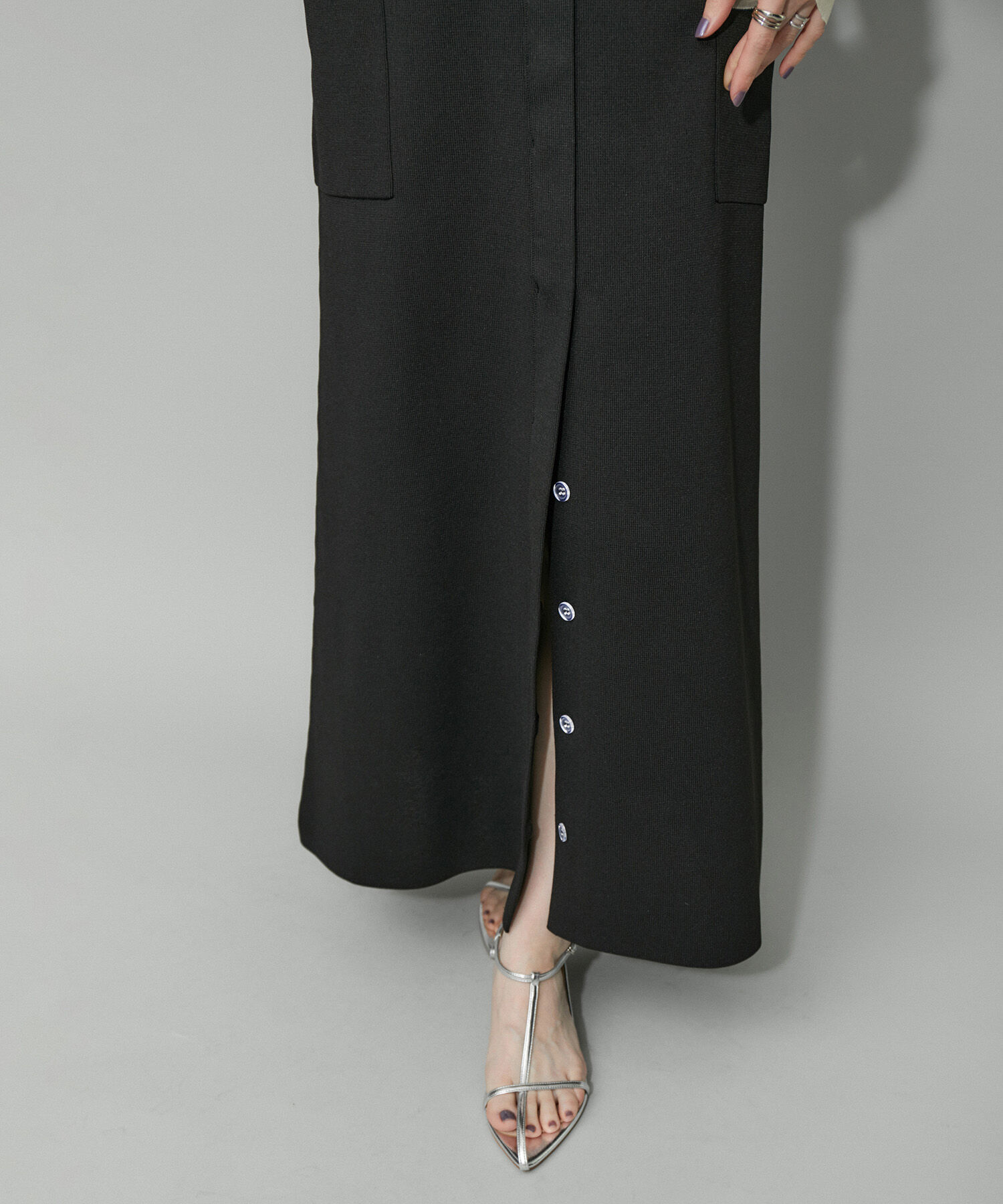 ADAM ET ROPE'「【WEB限定・サステナブル】ニットキャミスリットワンピース」|ワンピース|