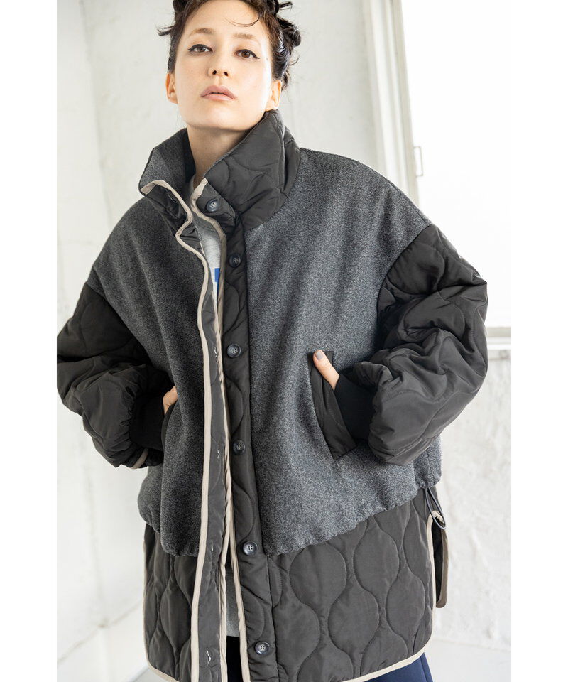  「キルティングレイヤードショートコート」|ブルゾン・スタジャン|