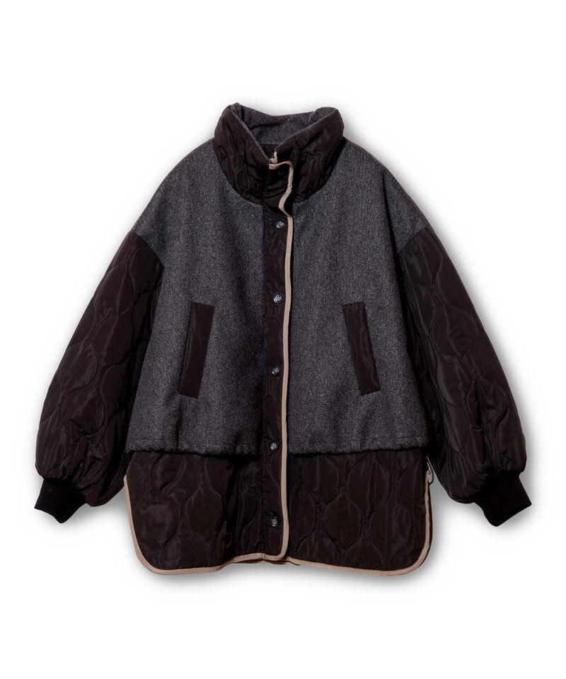  「キルティングレイヤードショートコート」|ブルゾン・スタジャン|