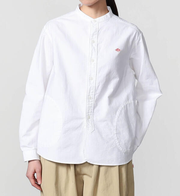 DANTON「DANTON | オックスフォード バンドカラーシャツ SOLID WOMEN」|シャツ・ブラウス|WHITE