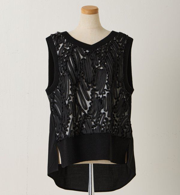  「【大人のレースアイテム】ノースリーブバテンレースブラウス」|シャツ・ブラウス|