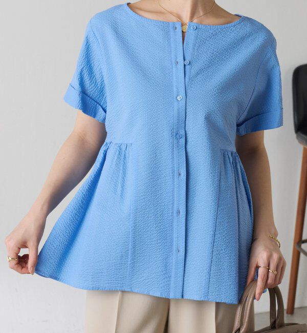  「3WAYサッカーブラウス」|シャツ・ブラウス|サックスブルー