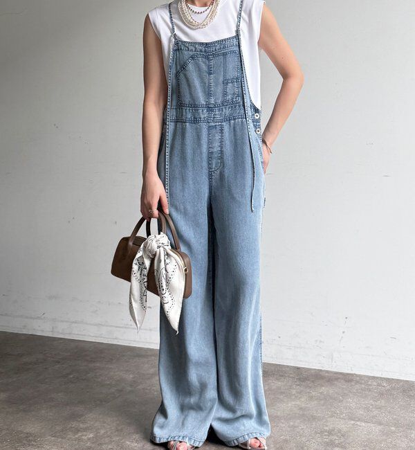  「【新色追加】リヨセルデニムオールインワン」|ワンピース|