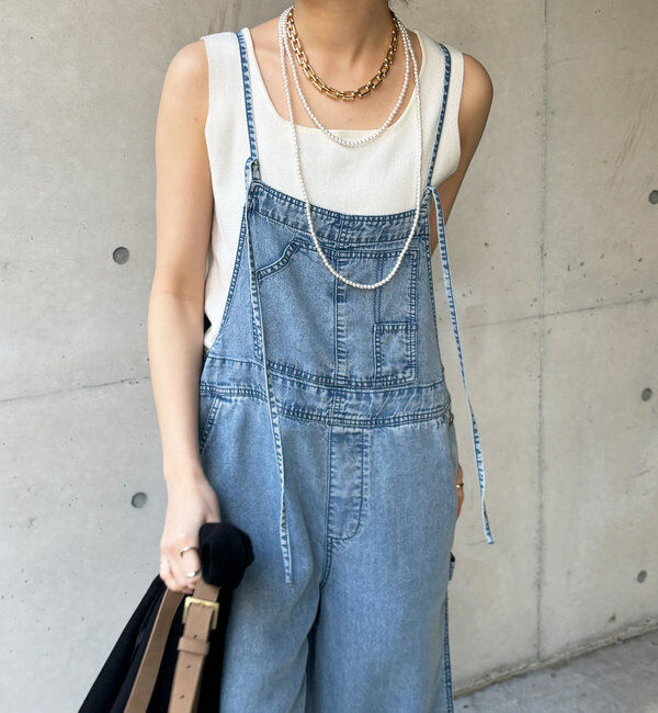  「【新色追加】リヨセルデニムオールインワン」|ワンピース|