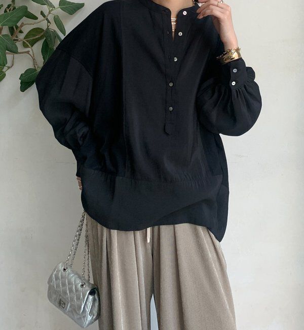  「カットドッキングブラウス」|シャツ・ブラウス|ブラック