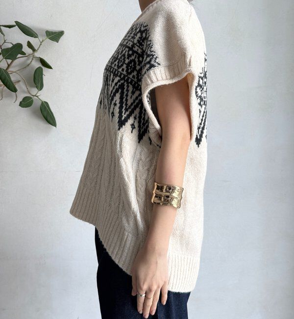  「【WEB限定】ノルディック柄ワイドベスト」|ニット・セーター|