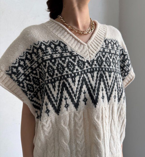  「【WEB限定】ノルディック柄ワイドベスト」|ニット・セーター|