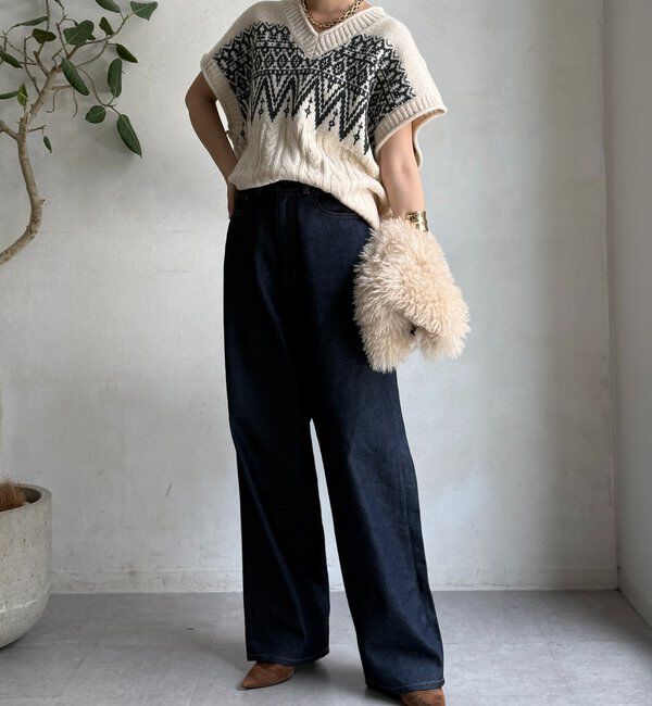  「【WEB限定】ノルディック柄ワイドベスト」|ニット・セーター|