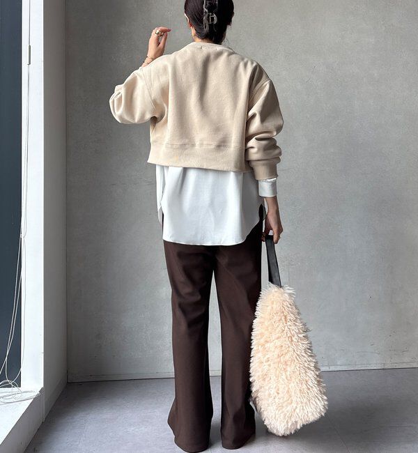  「【WEB限定】裏毛裏起毛ショートトップスアンサンブル」|Tシャツ・カットソー|