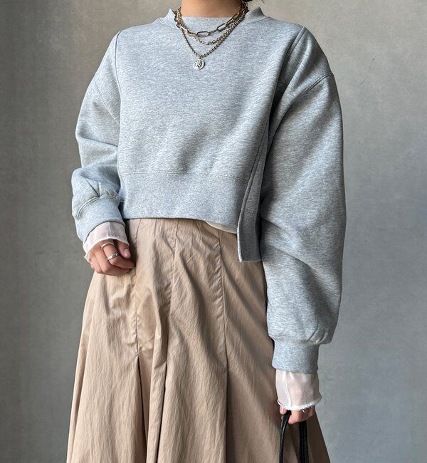  「【WEB限定】裏毛裏起毛ショートトップスアンサンブル」|Tシャツ・カットソー|