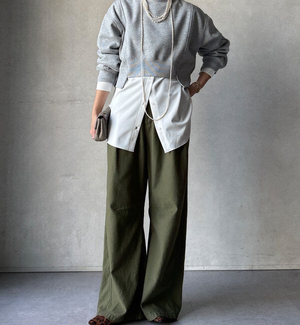  「【WEB限定】裏毛裏起毛ショートトップスアンサンブル」|Tシャツ・カットソー|