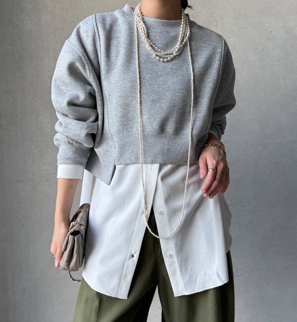  「【WEB限定】裏毛裏起毛ショートトップスアンサンブル」|Tシャツ・カットソー|